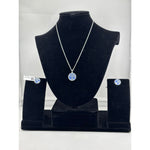 925 Sterling Silver Blue Tree of Life Necklace and Stud