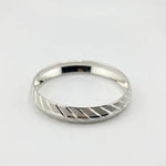 925 Sterling Silver Bold Diagonal-Cut Domed Bangle/Kada – view 5