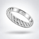 925 Sterling Silver Bold Diagonal-Cut Domed Bangle/Kada