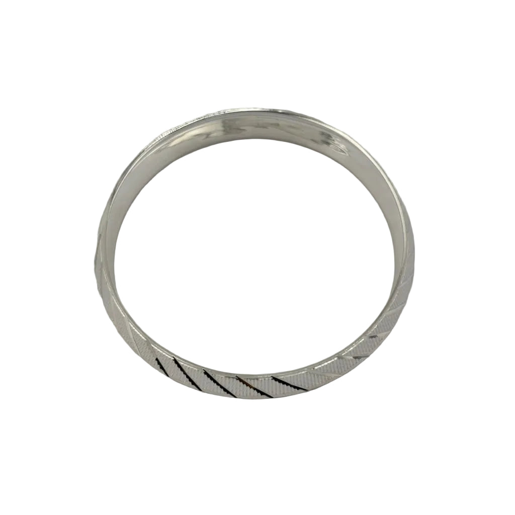 925 Sterling Silver Bold Diagonal-Cut Domed Bangle/Kada – view 6