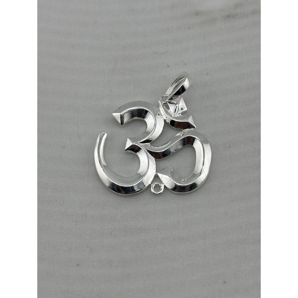 Bold polished 925 sterling silver sculpted Om pendant