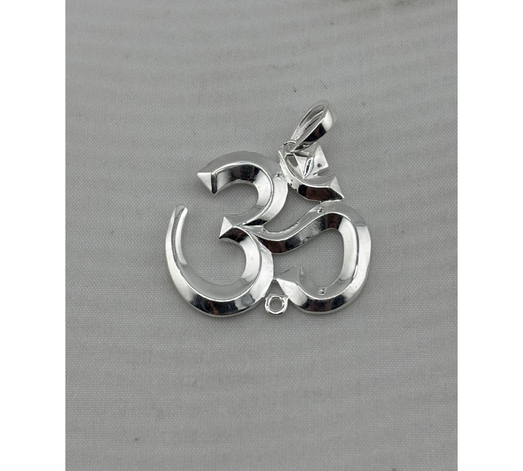 Bold polished 925 sterling silver sculpted Om pendant