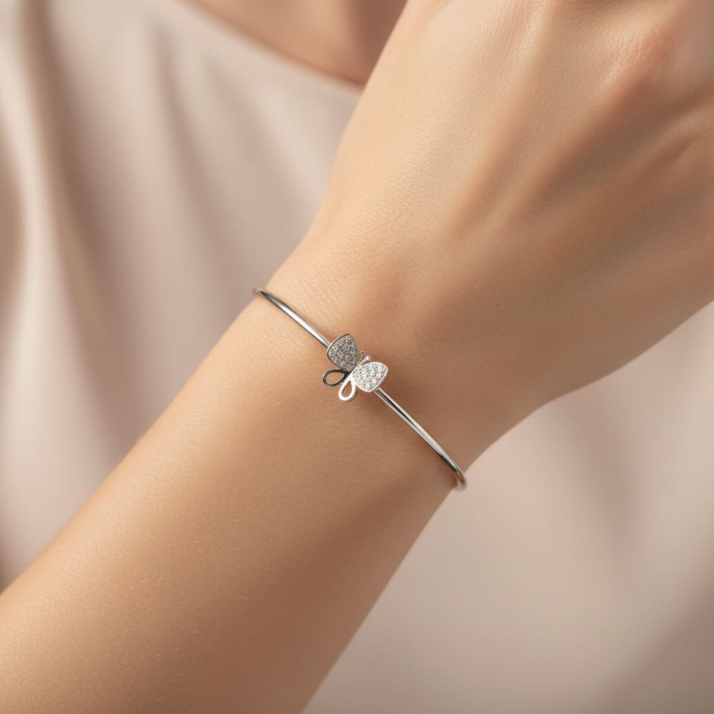 925 Sterling Silver Bow CZ Women’s Bracelet | 6g