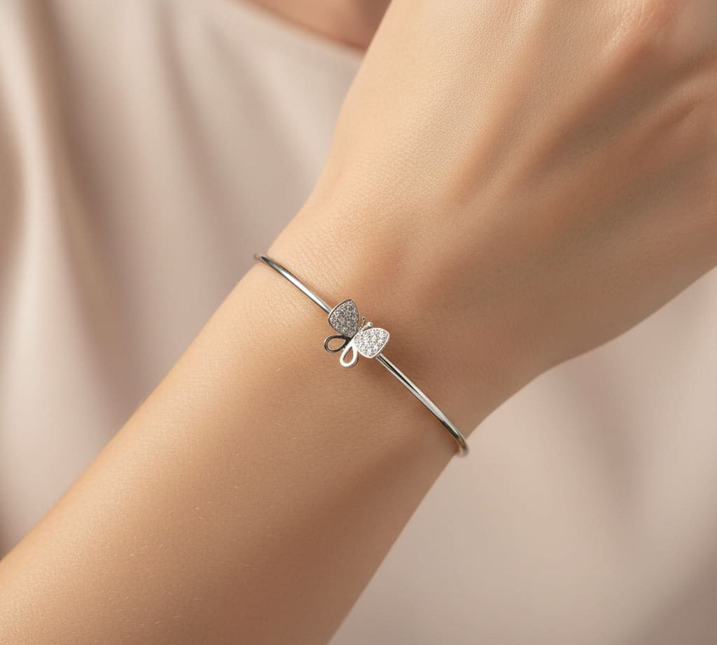 925 Sterling Silver Bow CZ Women’s Bracelet | 6g