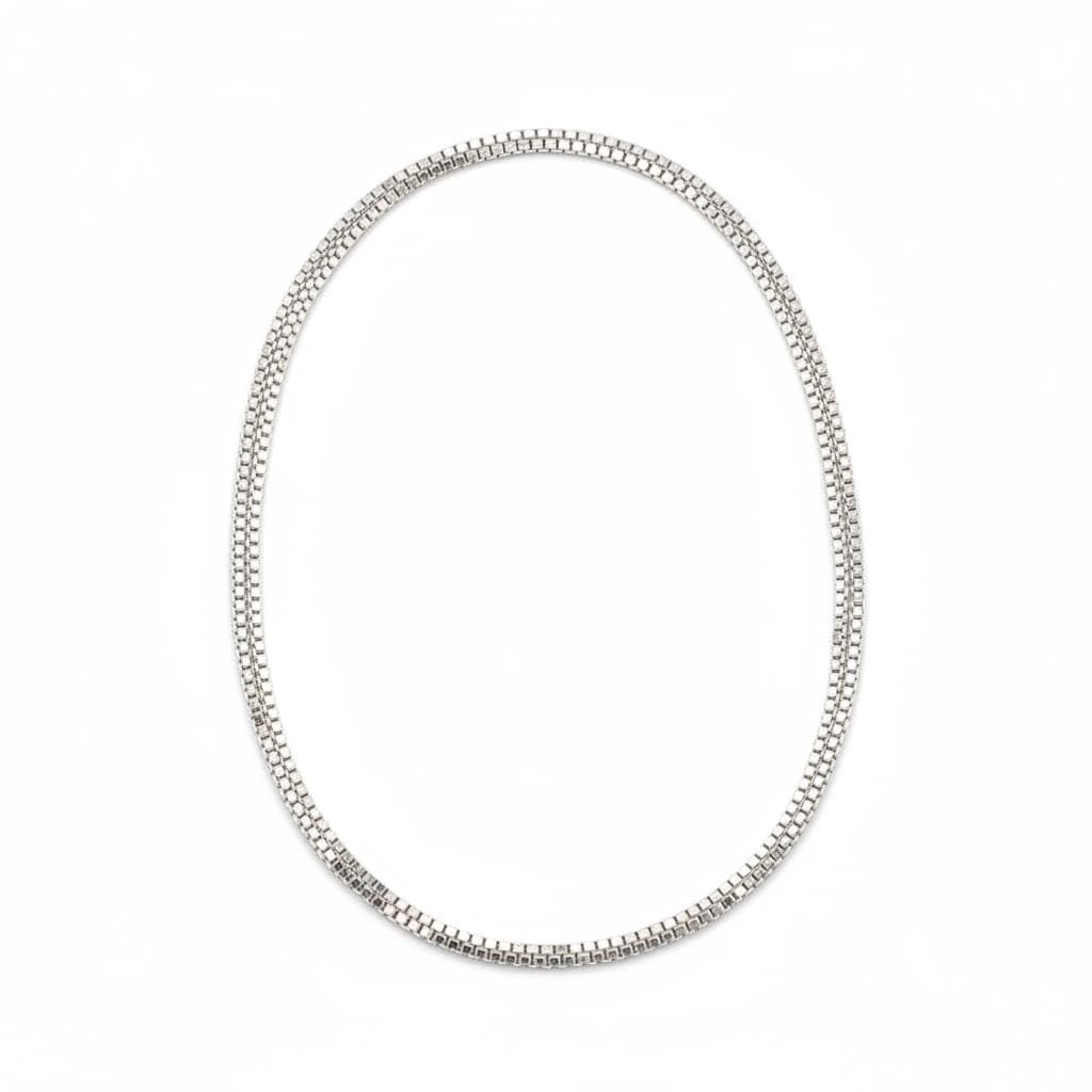 925 Sterling Silver Box Chain Necklace – Square Link Design