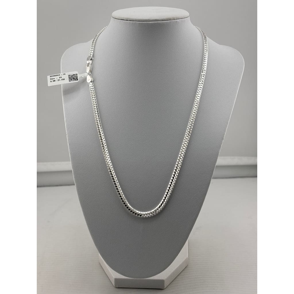 925 Sterling Silver Box Chain Necklace – Square Link Design