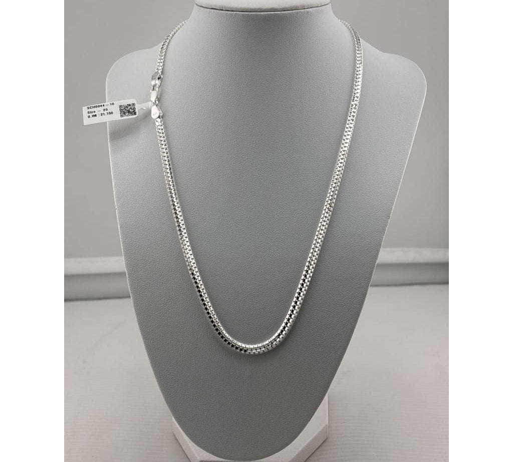 925 Sterling Silver Box Chain Necklace – Square Link Design