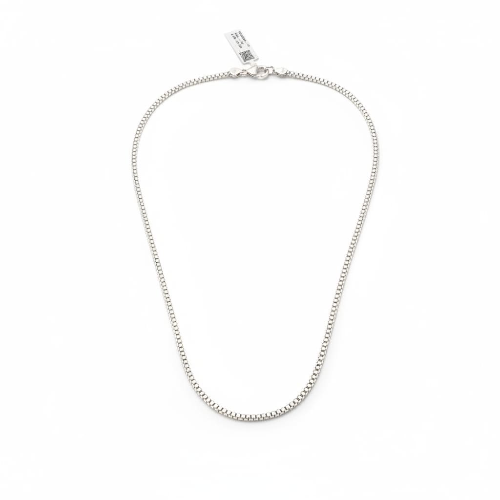 925 Sterling Silver Box Chain Necklace – Square Link Design