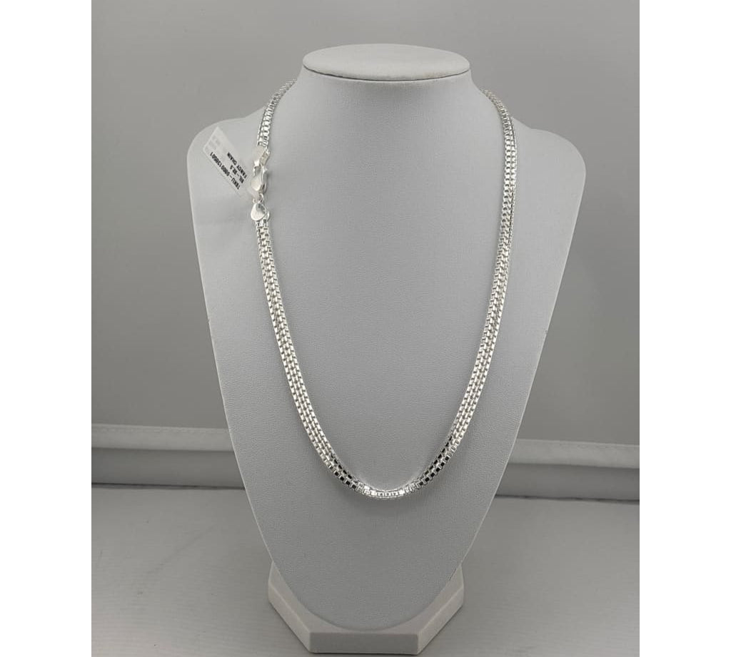 925 Sterling Silver Box Chain Necklace – Square Link Design