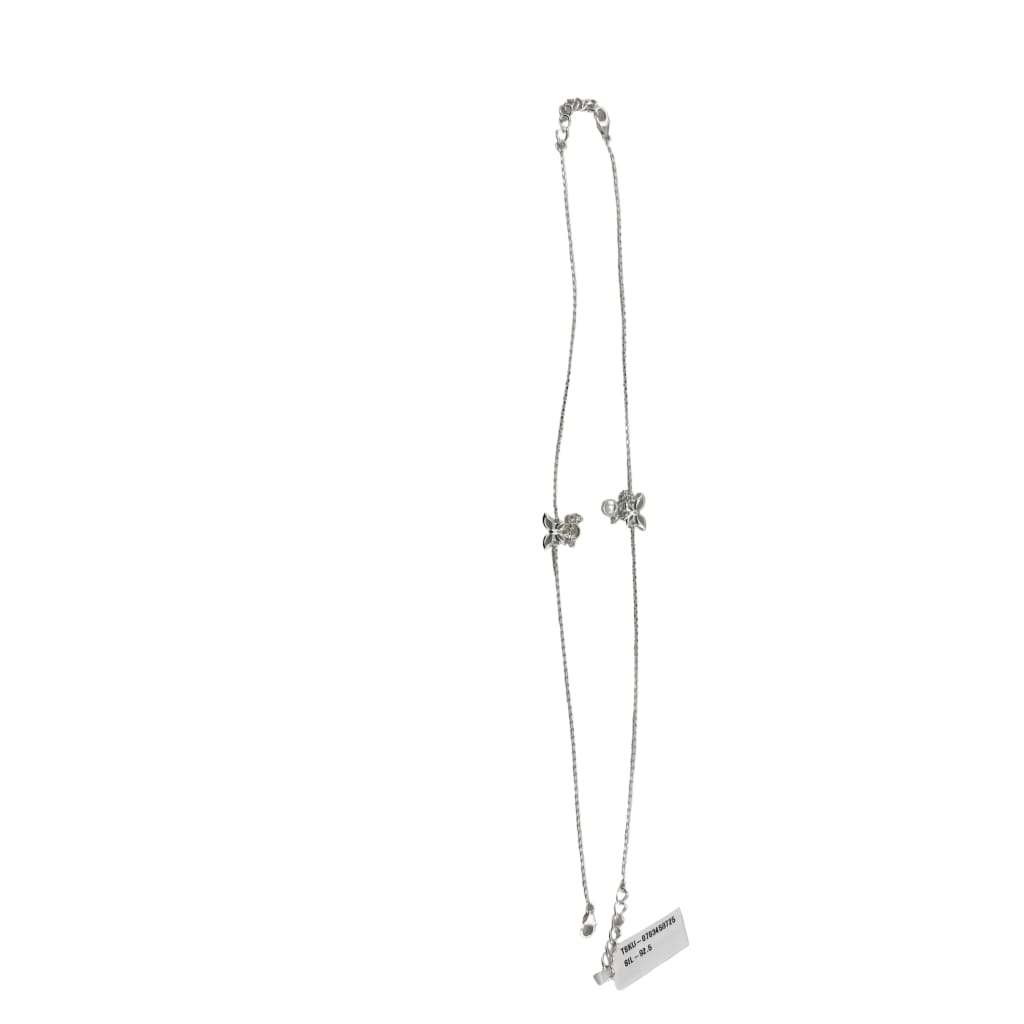 925 Sterling Silver Butterfly Charm Anklet with CZ Accent