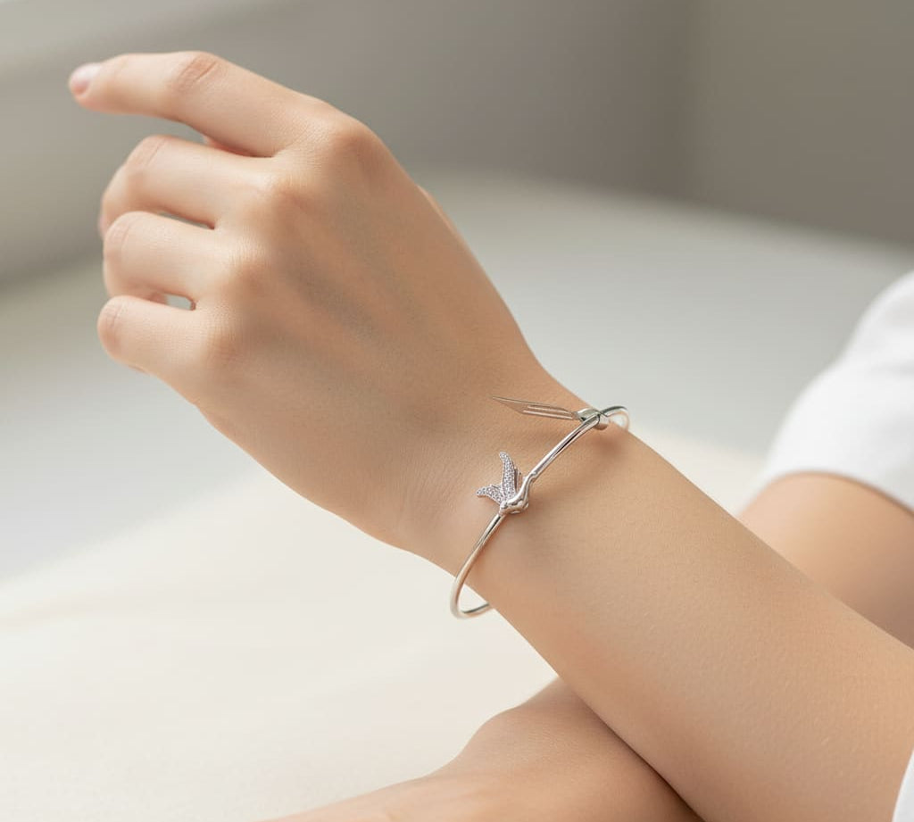 925 Sterling Silver Butterfly CZ Bracelet | 6g
