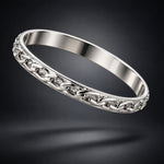 925 Sterling Silver Chain Link Embossed Bangle/Kada – view 3