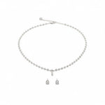 925 Sterling Silver Clover CZ Necklace and Earrings Set