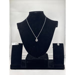 925 Sterling Silver Crescent Moon CZ Necklace and Stud