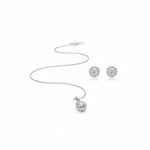 925 Sterling Silver Crescent Moon CZ Necklace and Stud