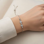 925 Sterling Silver Cross Floral CZ Adjustable Bracelet | 5g