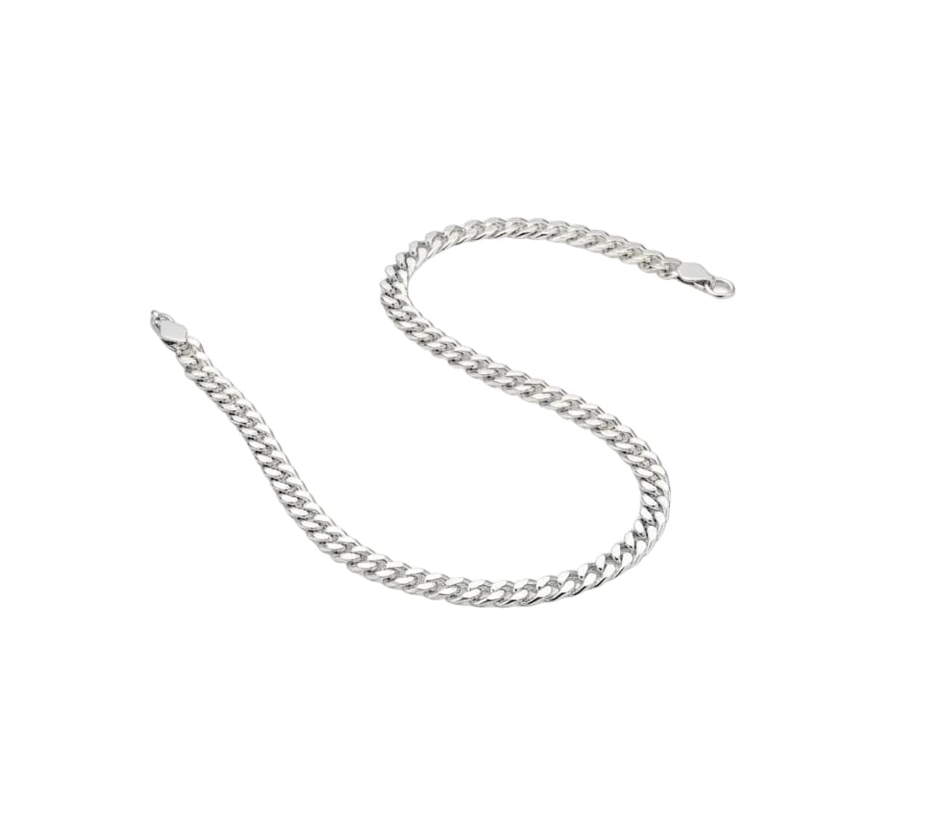 925 Sterling Silver Cuban Chain Necklace – Classic Flat