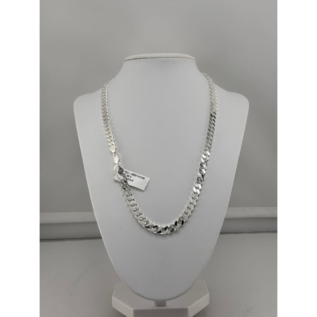 925 Sterling Silver Cuban Chain Necklace – Classic Flat