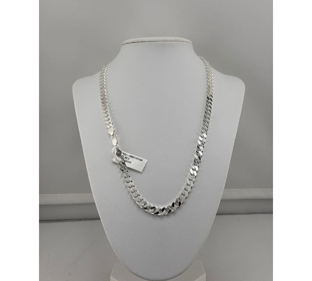 925 Sterling Silver Cuban Chain Necklace – Classic Flat
