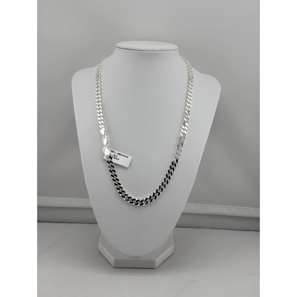 925 Sterling Silver Cuban Chain Necklace – Classic Flat