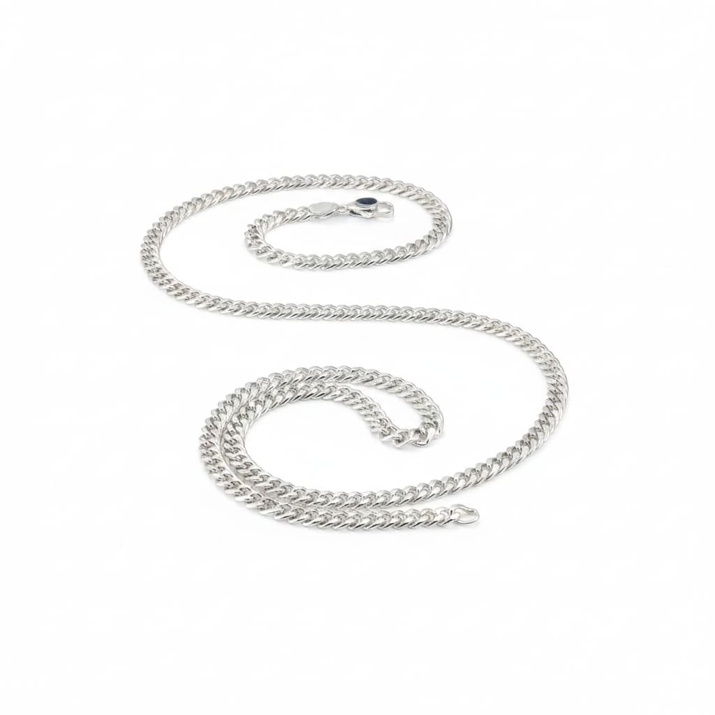 925 Sterling Silver Cuban Chain Necklace – Classic Flat