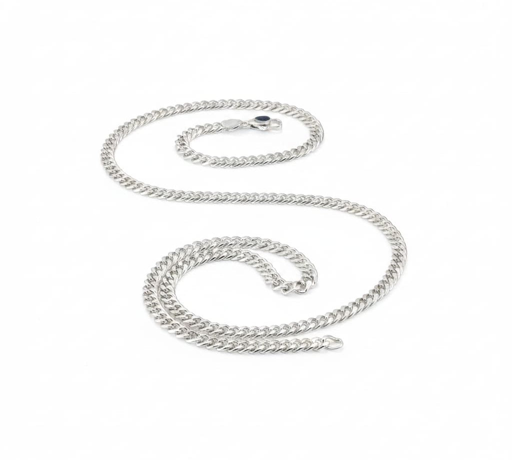 925 Sterling Silver Cuban Chain Necklace – Classic Flat