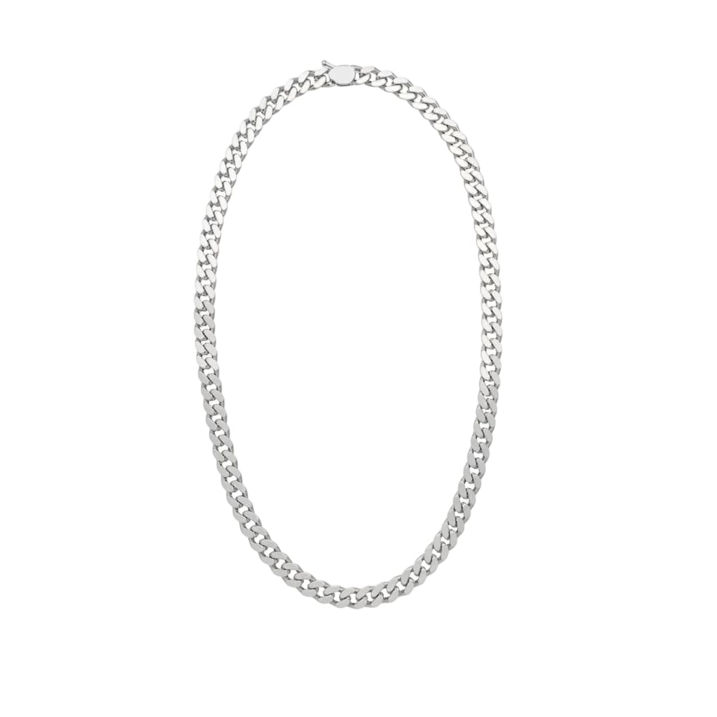 925 Sterling Silver Cuban Chain Necklace – Flat Curb Link