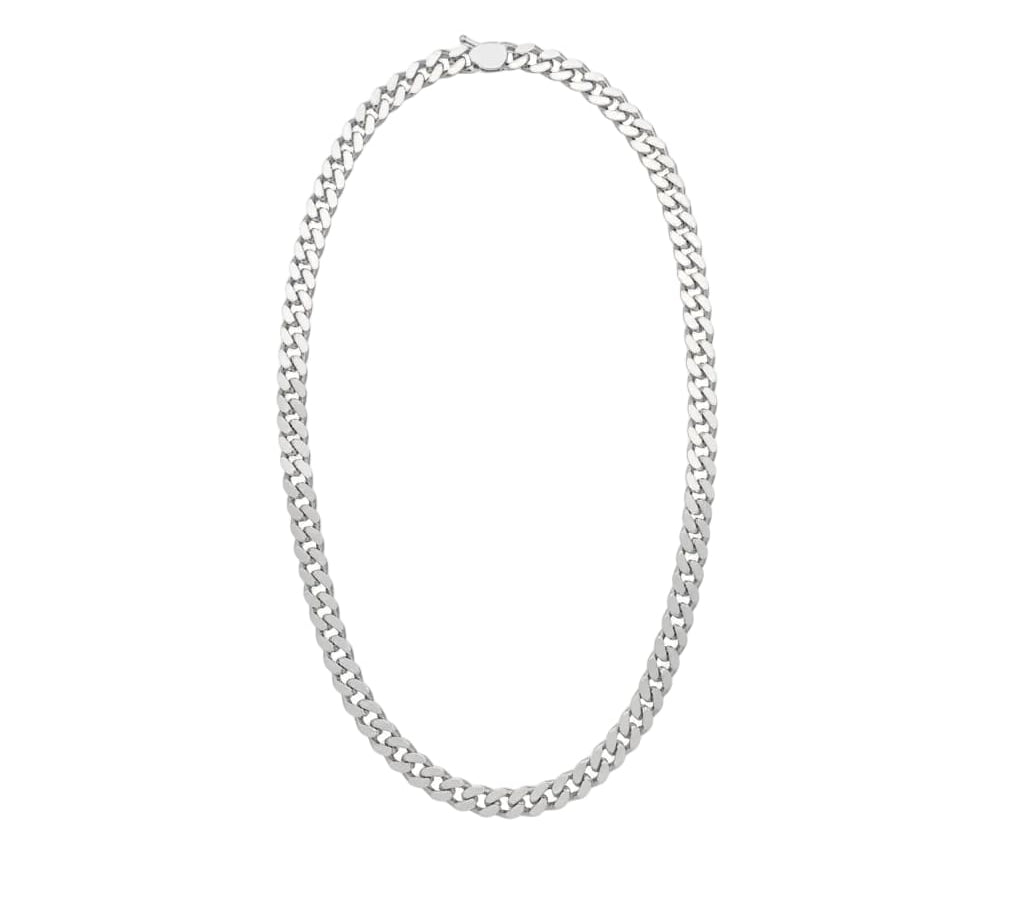 925 Sterling Silver Cuban Chain Necklace – Flat Curb Link