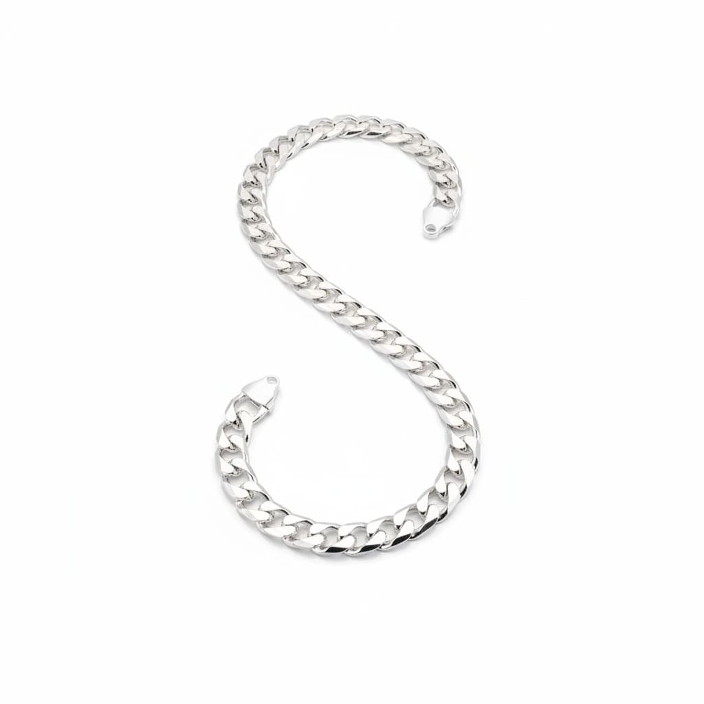 925 Sterling Silver Cuban Chain Necklace – Heavy Flat Link
