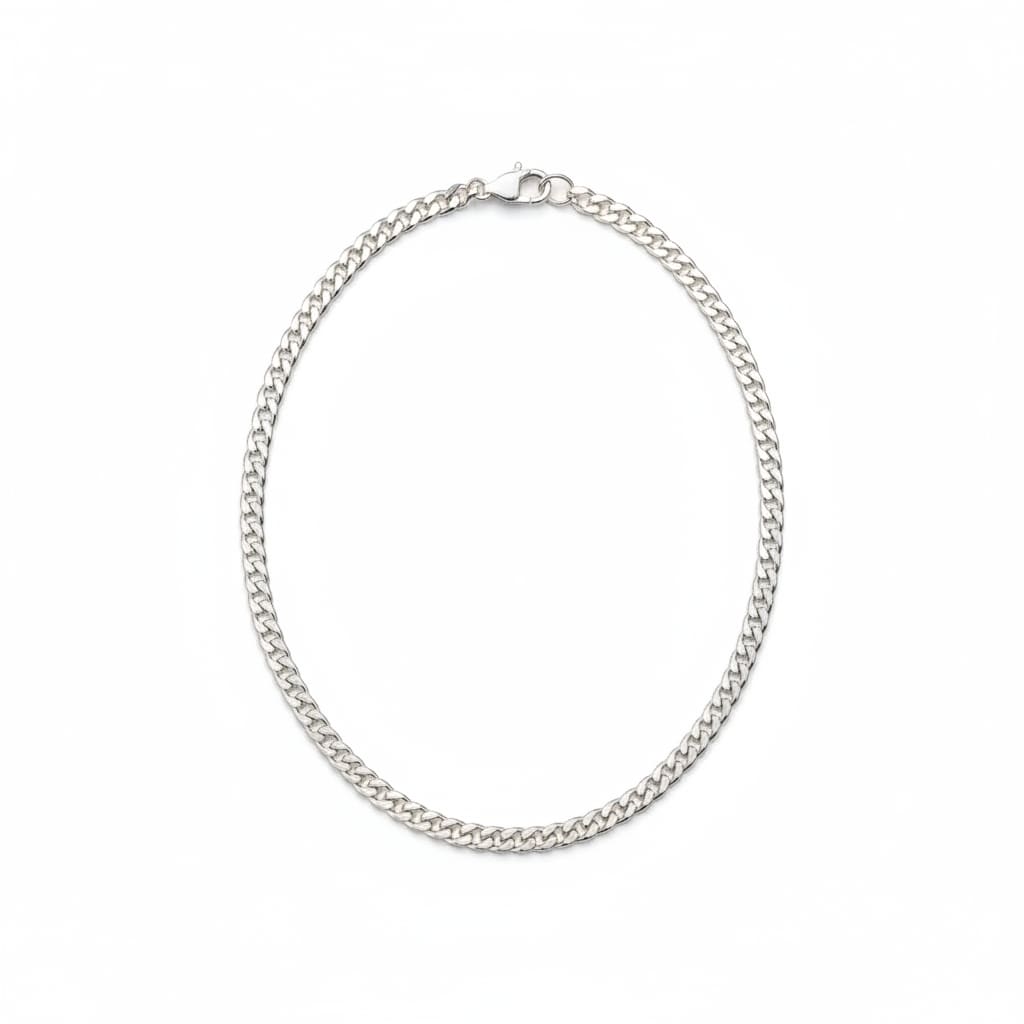 925 Sterling Silver Cuban Chain Necklace – Slim Flat Curb