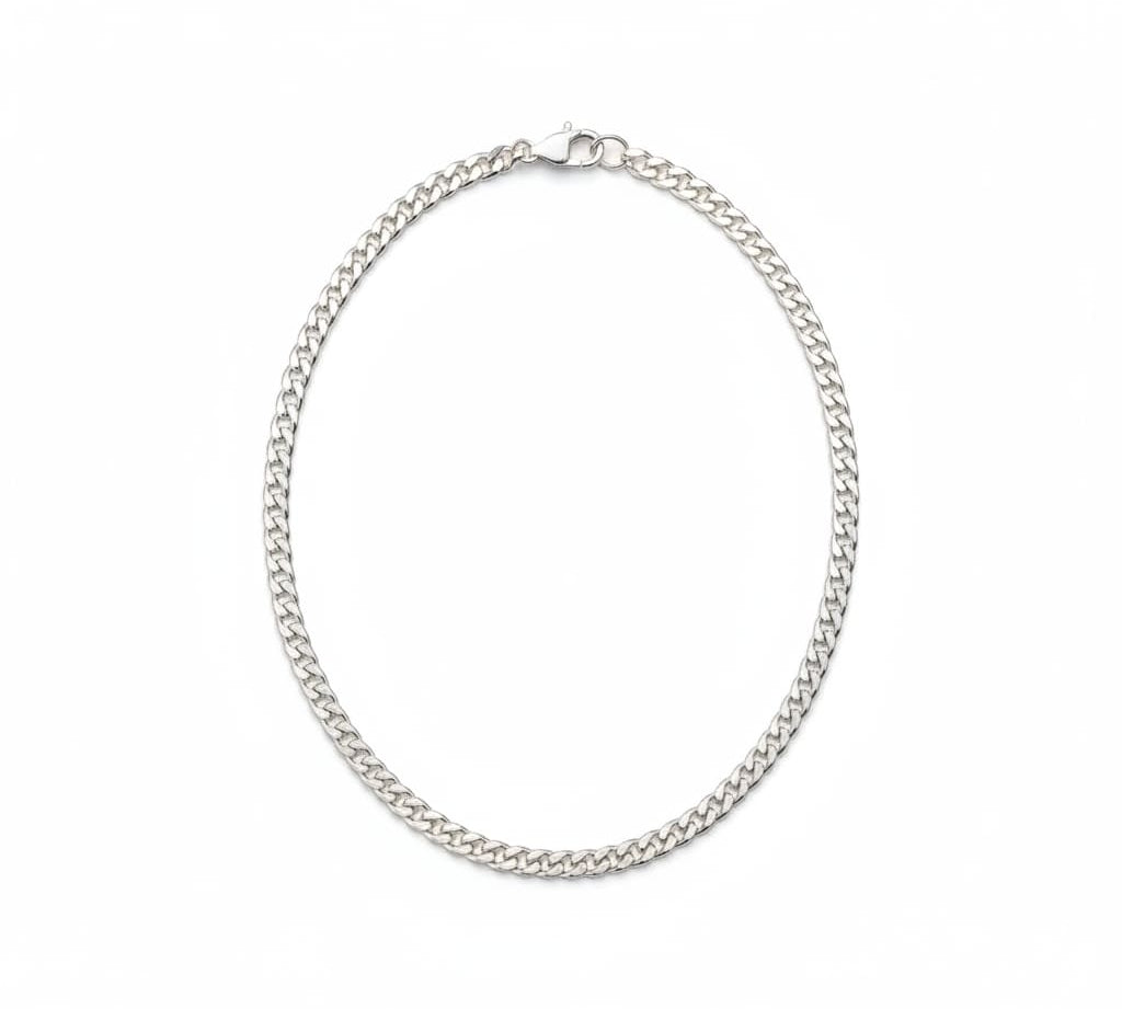 925 Sterling Silver Cuban Chain Necklace – Slim Flat Curb