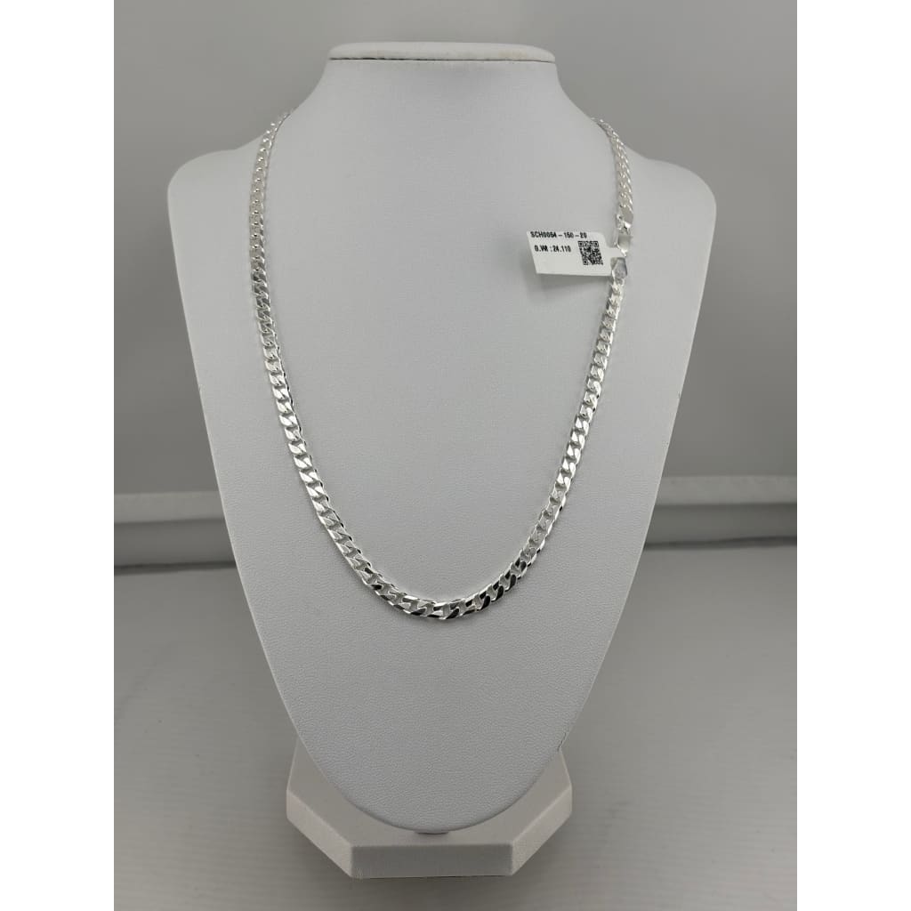 925 Sterling Silver Cuban Chain Necklace – Slim Flat Curb