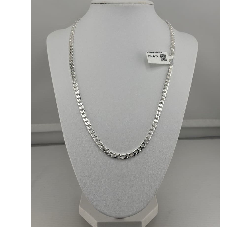 925 Sterling Silver Cuban Chain Necklace – Slim Flat Curb