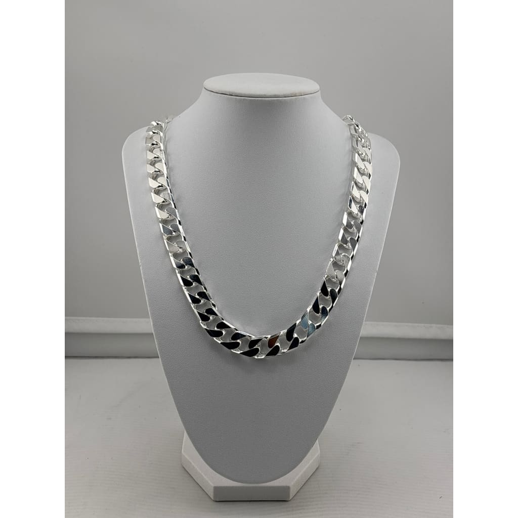 925 Sterling Silver Cuban Curb Chain Necklace – Heavy