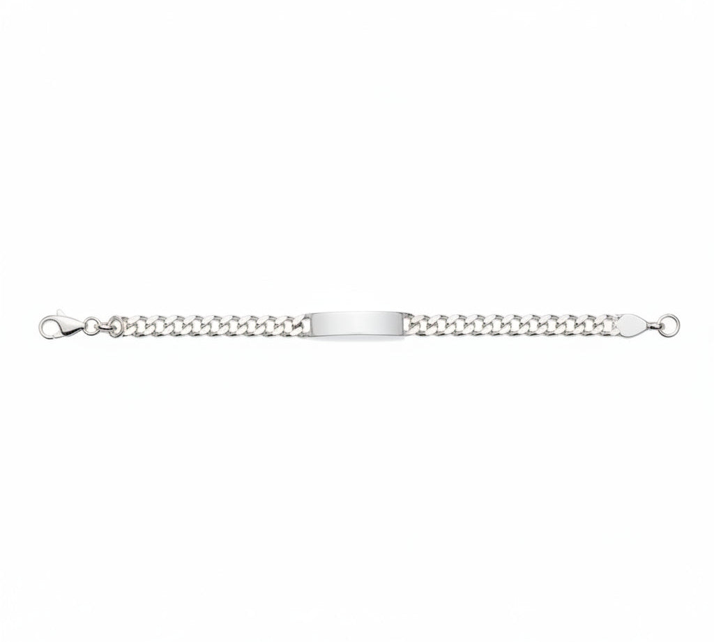 925 Sterling Silver Curb Chain ID Bracelet – Engravable Name Plate | Link | 8 Inches