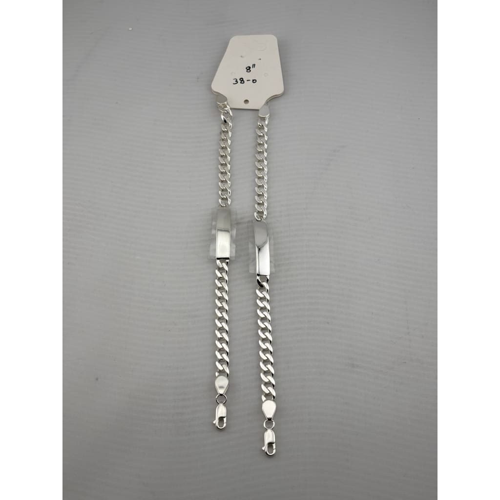 925 Sterling Silver Curb Chain ID Bracelet – Engravable Name Plate | Link | 8 Inches
