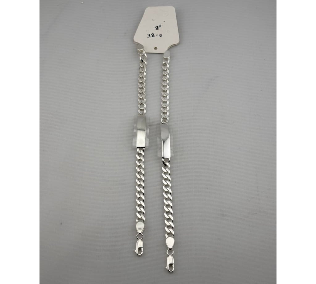 925 Sterling Silver Curb Chain ID Bracelet – Engravable Name Plate | Link | 8 Inches