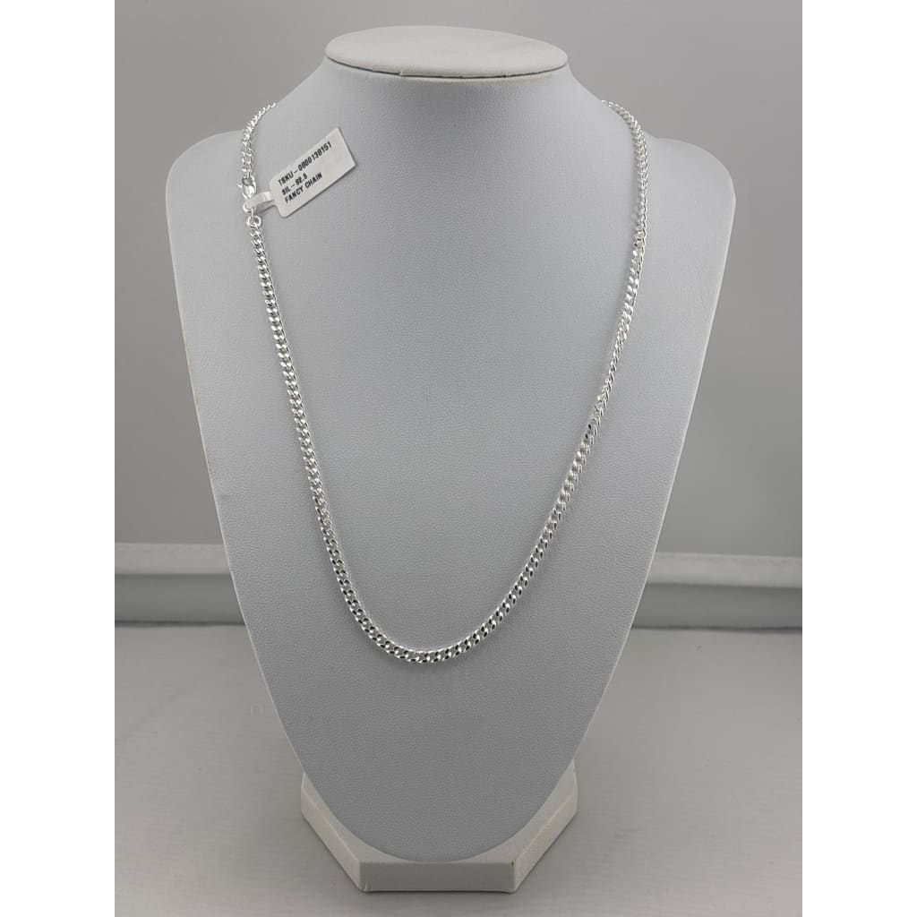 925 Sterling Silver Curb Chain Necklace – Flat Link Design