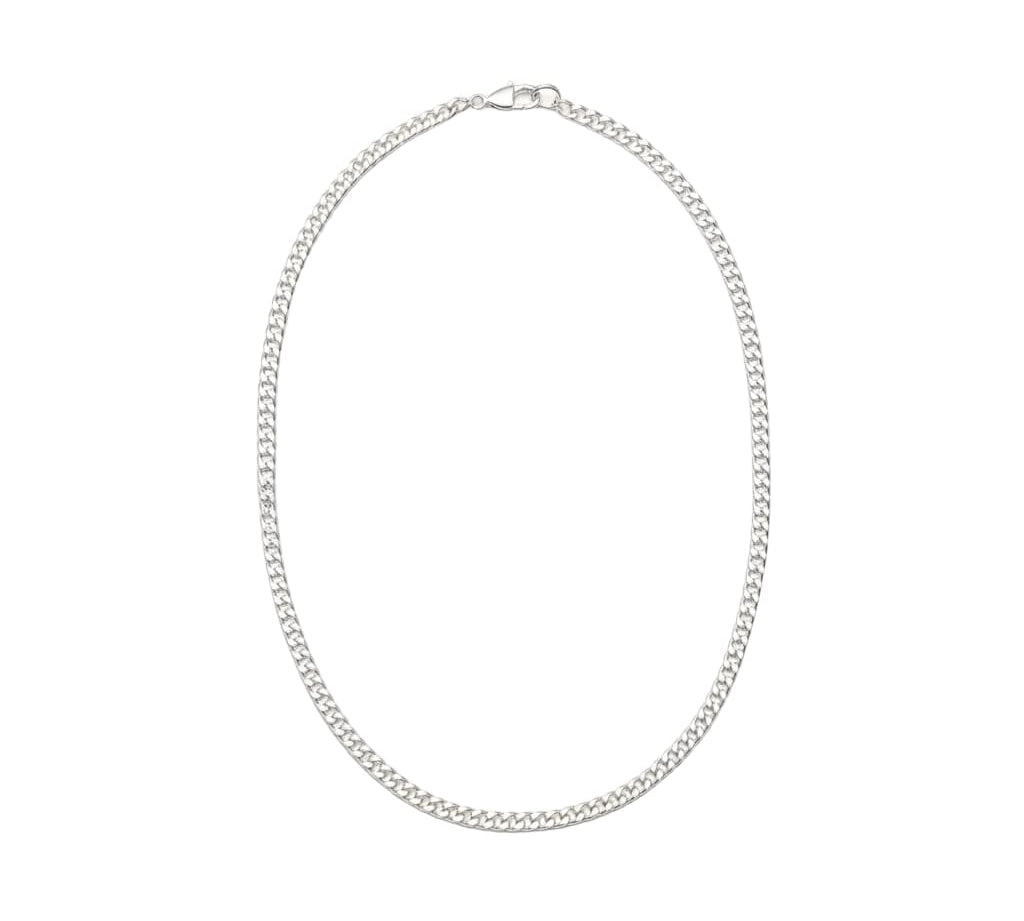 925 Sterling Silver Curb Chain Necklace – Flat Link Design