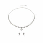 925 Sterling Silver CZ Necklace & Earrings Set – Floral