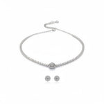 925 Sterling Silver CZ Necklace & Earrings Set – Round