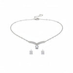 925 Sterling Silver CZ Necklace & Earrings Set – V-Shaped
