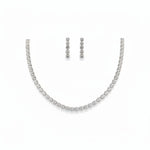 925 Sterling Silver CZ Tennis Necklace & Earrings Set –