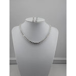 925 Sterling Silver CZ Tennis Necklace & Earrings Set –
