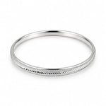 925 Sterling Silver Diagonal Etched Edge Bangle/Kada