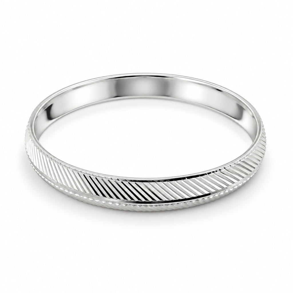 925 Sterling Silver Diagonal Knurled Edge Bangle/Kada – view 2