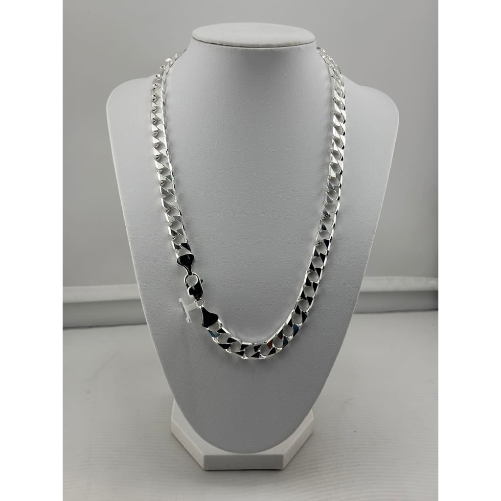 925 Sterling Silver Diamond Cut Cuban Chain Necklace –