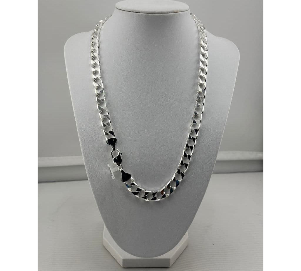 925 Sterling Silver Diamond Cut Cuban Chain Necklace –