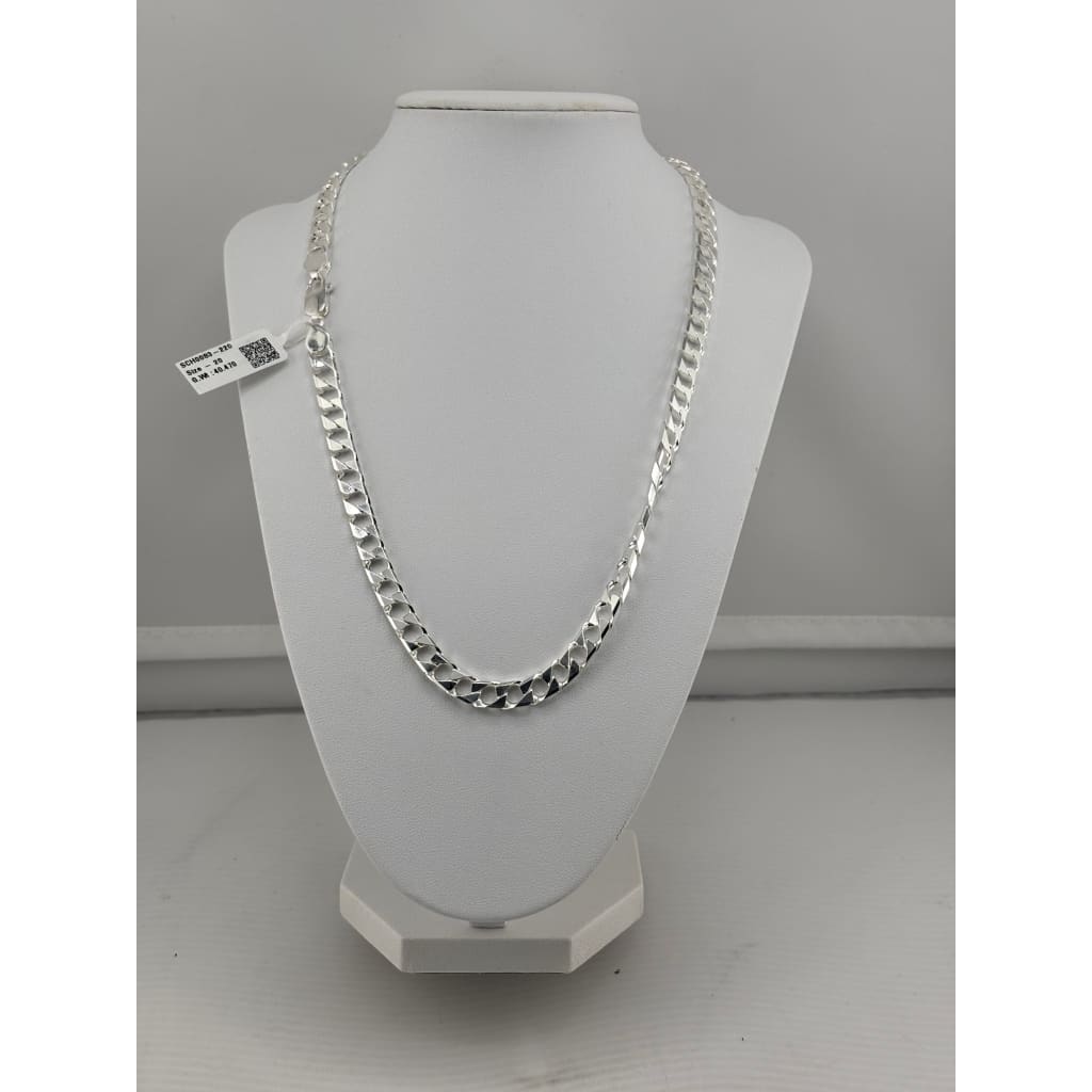 925 Sterling Silver Diamond Cut Cuban Chain Necklace –