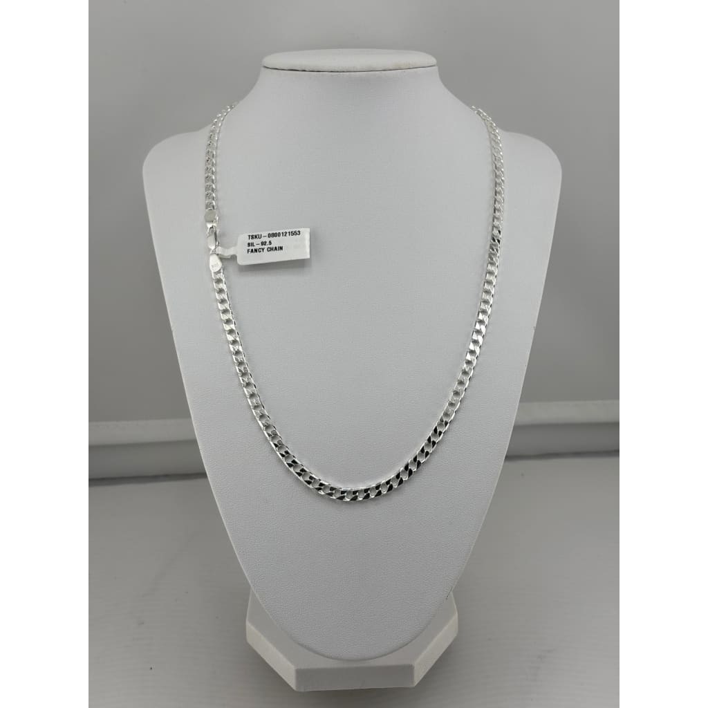 925 Sterling Silver Diamond Cut Cuban Chain Necklace – Open